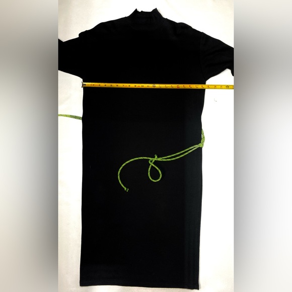 Zara Black MIDI DRESS with belt turtleneck fleece inside Trafaluc collection - Picture 9 of 14